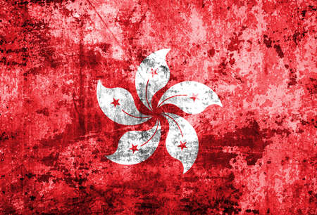 Hong Kong flag on grunge paperの写真素材