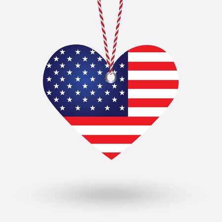 USA flag in the shape of a heart with hang tagsのイラスト素材