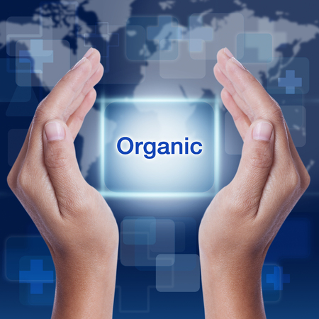 organic word button on screen. health conceptの写真素材