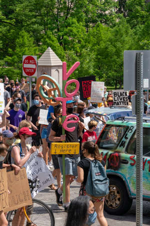 Black Lives Matter Protest in Bloomington, Indiana, USA. June 5th 2020のeditorial素材