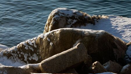 a winter morning on the shores of lake ontarioの写真素材