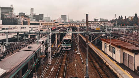 Bustling railway hub in Tokyoのeditorial素材
