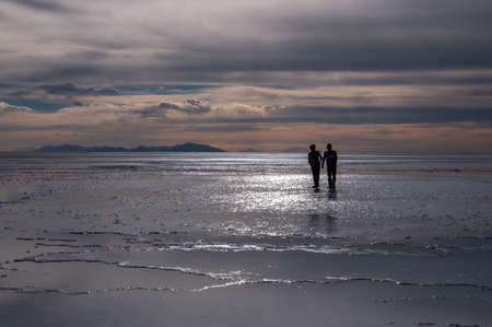 Bolivia salt flat sunset view