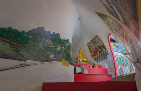 Kanchanaburi, Thailand - August 21, 2016: On Wat Ban Tham, Kanchanaburi Province, Thailand, Religion, Buddhismのeditorial素材