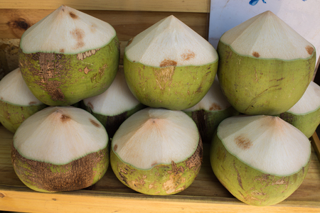 Fresh coconuts in the market, Thailandの写真素材