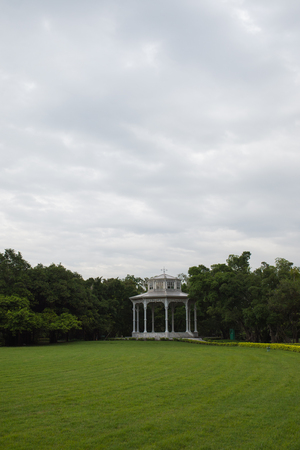 White pavilion in the garden at Suanluang Rama 9, public park, Bangkok, Thailand.の写真素材