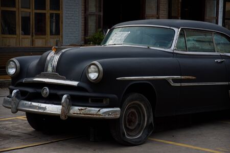 BANGKOK, THAILAND - SEPTEMBER 17, 2016: Old vintage car at Night market Srinakarin or train market. This market is open every Wednesday to sunday.のeditorial素材
