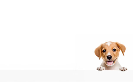 puppy dog isolated on white background, with copy space for text, banner, Generative AIの素材