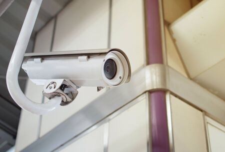 CCTV installed on top for security checksの写真素材