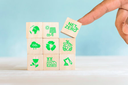 Net Zero and Carbon Neutral Concepts Net Zero Greenhouse Gas Doing business that does not cause pollutionの写真素材