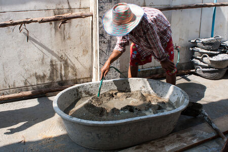 Mixer cement in pool の写真素材