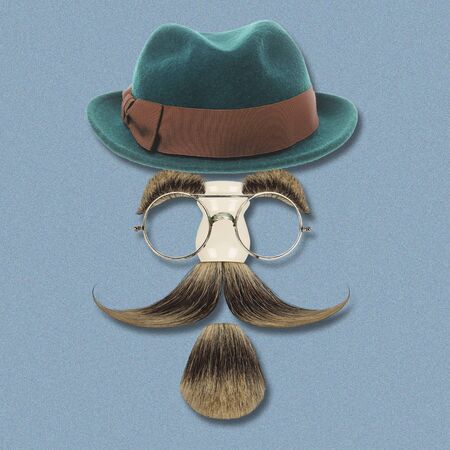 Hats, glasses and mustache silhouette of a manの写真素材