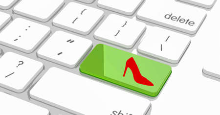 Illustration with a keyboard that enter button is replaced with shoe-enter