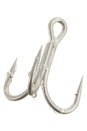 A fishing iron hooks on white backgroundの写真素材