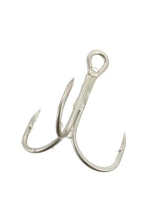 A fishing iron hooks on white backgroundの写真素材