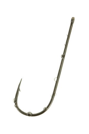 A fishing iron hooks on white backgroundの写真素材