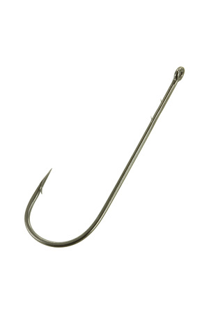 A fishing iron hooks on white backgroundの写真素材