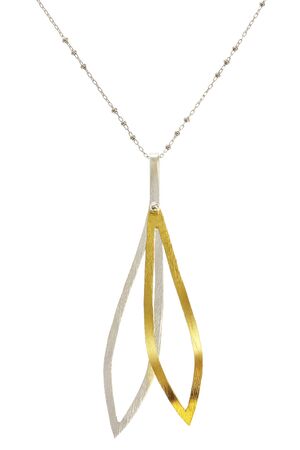 Silver jewelry chain with pendant on white backgroundの写真素材