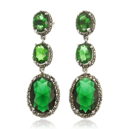 Close up of diamond earrings with diamondsの写真素材
