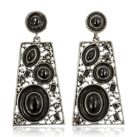 A pair of earrings on white backgroundの写真素材