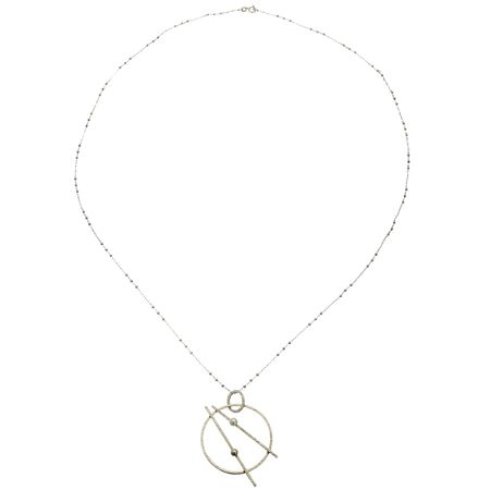 A silver chain with balls on white backgroundの写真素材