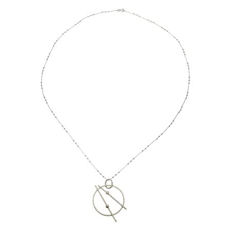 A silver chain with balls on white backgroundの写真素材