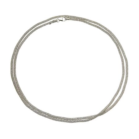 A Silver chain necklace on white backgroundの写真素材
