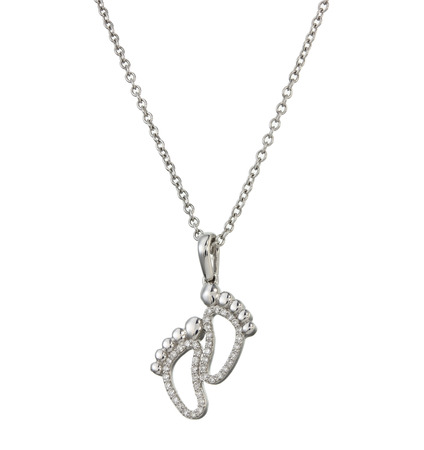 White gold chain with pendant in the shape of a legsの写真素材