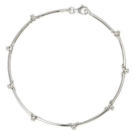 Diamond bracelet with many stones on white backgroundの写真素材