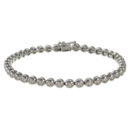 Diamond bracelet with many stones on white backgroundの写真素材