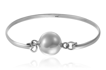 Silver bracelets on white backgroundの写真素材
