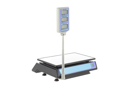 Electronic Scales for weighing Food on a white background.の写真素材