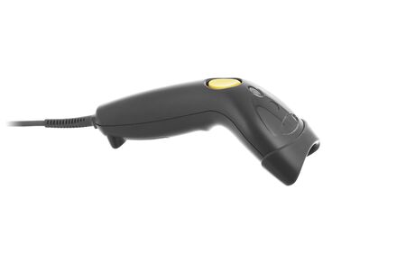 A black barcode scanner on white backgroundの写真素材