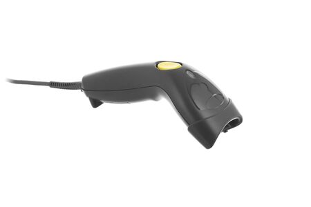 A black barcode scanner on white backgroundの写真素材
