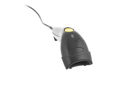 A black barcode scanner on white backgroundの写真素材