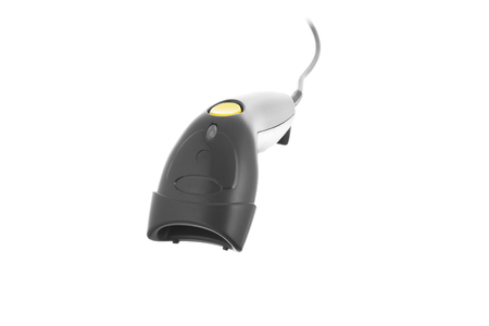 A black barcode scanner on white backgroundの写真素材