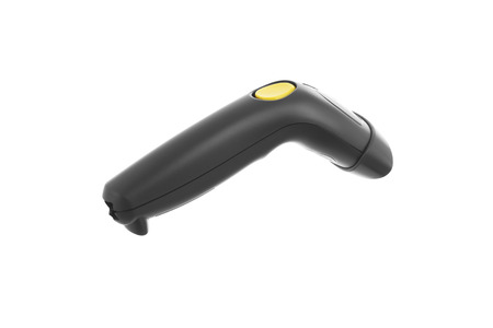 A black barcode scanner on white backgroundの写真素材