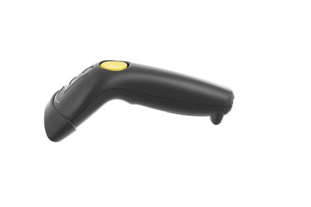 A black barcode scanner on white backgroundの写真素材
