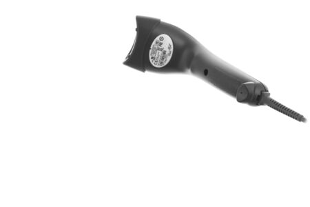 A black barcode scanner on white backgroundの写真素材