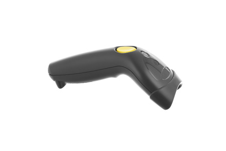 A black barcode scanner on white backgroundの写真素材