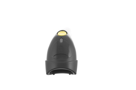 A black barcode scanner on white backgroundの写真素材