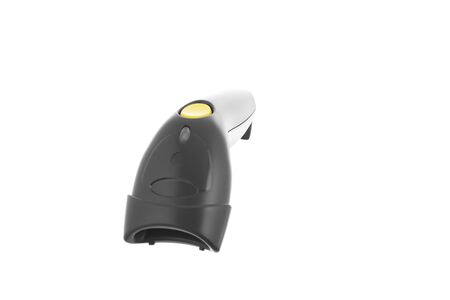 A black barcode scanner on white backgroundの写真素材
