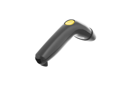 A black barcode scanner on white backgroundの写真素材