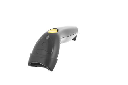 A black barcode scanner on white backgroundの写真素材