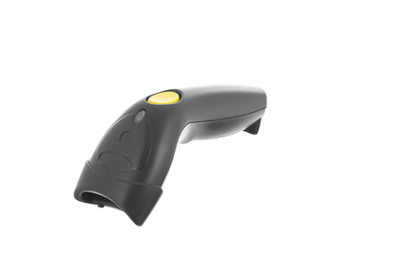A black barcode scanner on white backgroundの写真素材