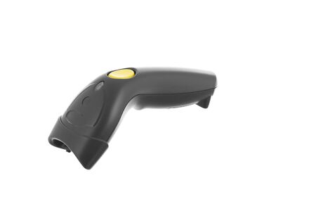 A black barcode scanner on white backgroundの写真素材