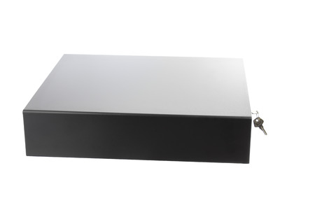 A black cashbox on white backgroundの写真素材