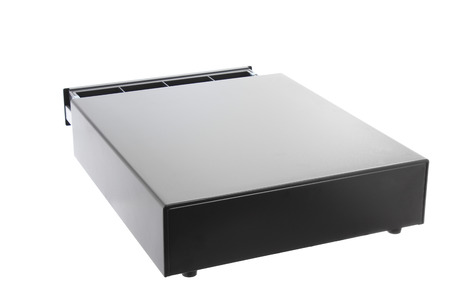 A black cashbox on white backgroundの写真素材