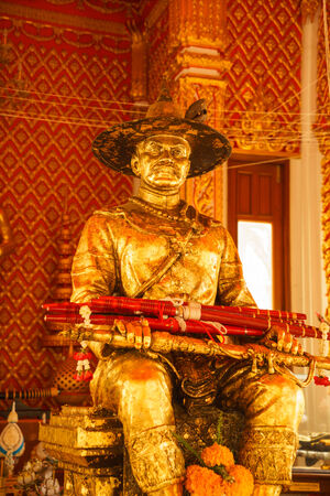 King Taksin of Thailand Statue in a Buddhist Temple  Generally in Thailand, any kind of arts decorated in Buddhist church, temple pavilion, temple hall, monkのeditorial素材