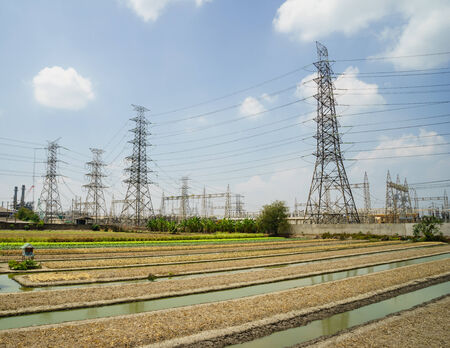 High Voltage Station with Vegetable garden  viewの写真素材